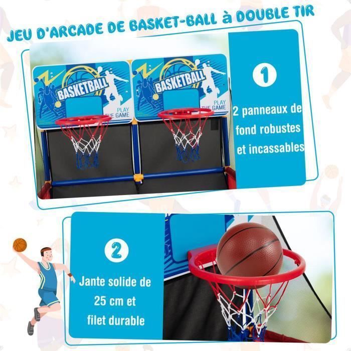 Juego de baloncesto arcade COSTWAY con doble tiro y aro de baloncesto, 4 pelotas y 1 bomba de inflado, rampa de retorno.