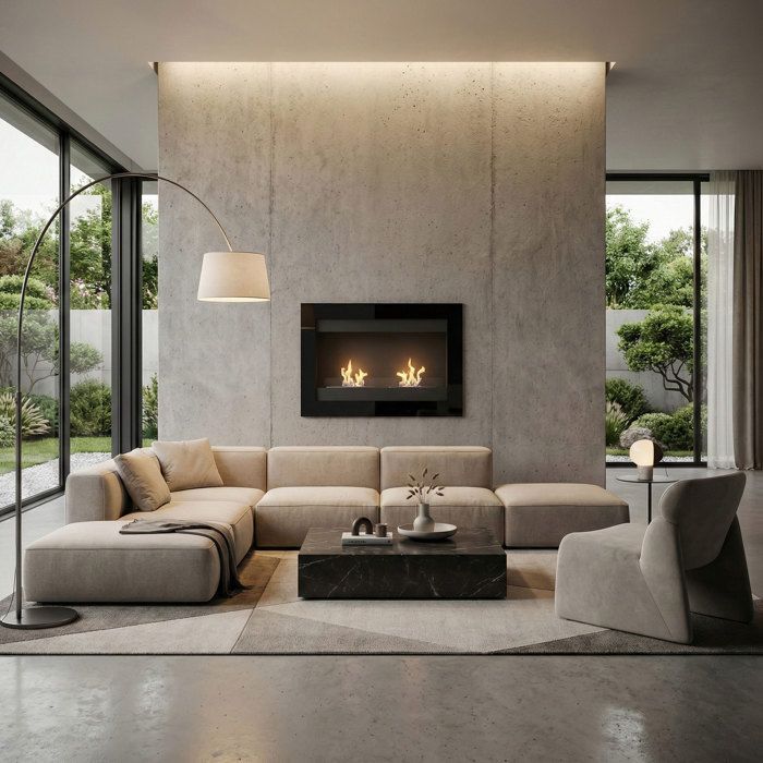 Vespasiano Frankystar — Chimenea mural de bioetanol, 80×51×16 cm, 2 quemadores, capacidad de 3 L, 3000 W, negra