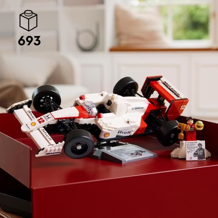 LEGO Icons 10330 McLaren MP4/4 et Ayrton Senna, Set Modèle Réduit de Voiture pour Adultes