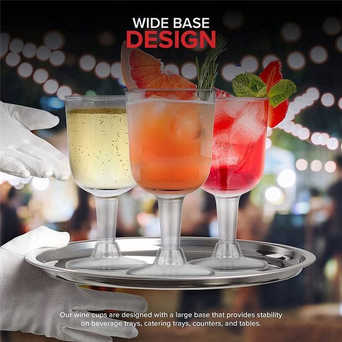 60 copas de vino de plástico transparente reciclables - Vasos irrompibles - Vasos desechables y reutilizables