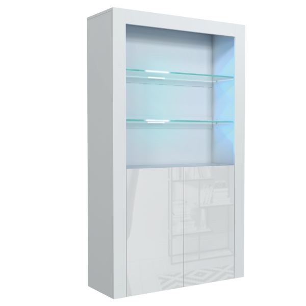 Witryna 170cm ONE FURNITURE - Biały Laminat & Połysk Drzwi