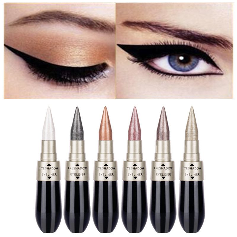 1 stylo eyeliner noir double embout 2 en 1, effet nacré et waterproof, séchage rapide, pour le maquillage des yeux.