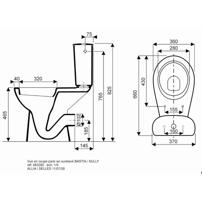 Inodoro Allia Pack Bastia elevado con salida horizontal, listo para instalar, ref. 08328000000201