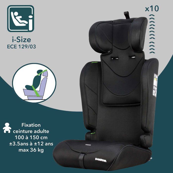 Silla de coche convertible - BAMBISOL - AY570N - Grupo 1/2/3 - Talla única - Negra
