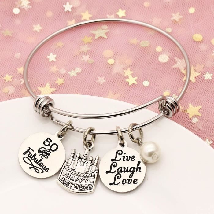 Bracelet en acier inoxydable pour femme - A627 - Cadeaux d'anniversaire pour 13 16 18 21 30 40 50 60 65 ans