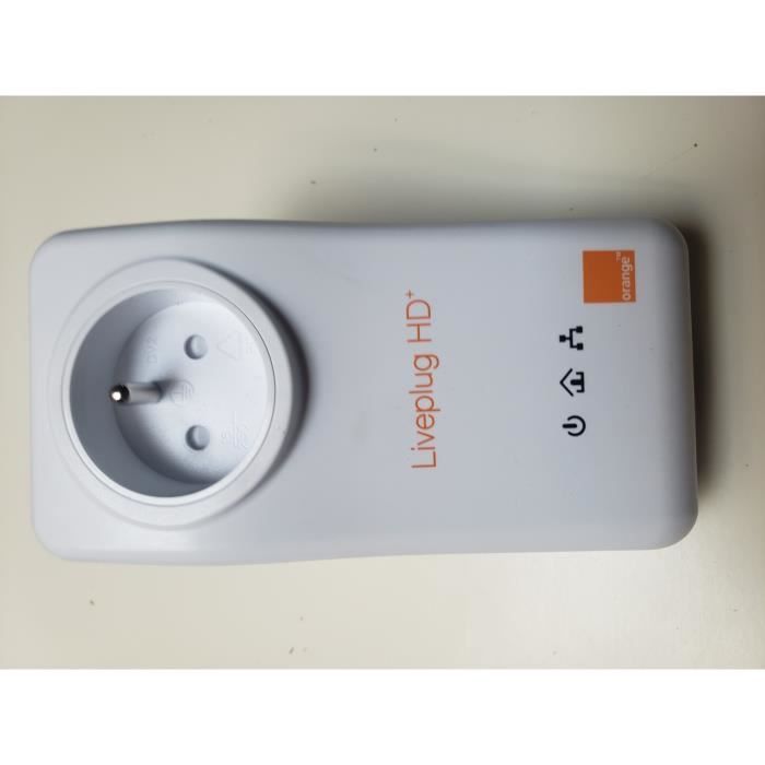 PRISE CPL ORANGE LIVEPLUG HD+ LIVEBOX BOX DECODEUR TV TELE TELEVISION SERVEUR 200 Mbps