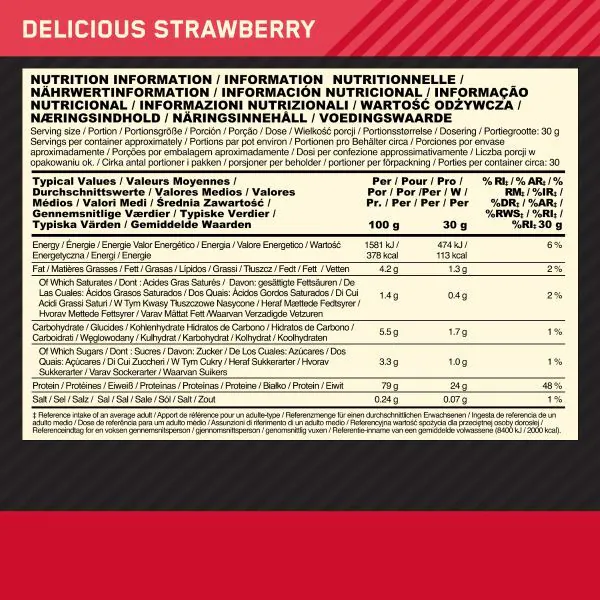 Optimum Nutrition Köstliches Erdbeer-Molkenprotein-Pulver