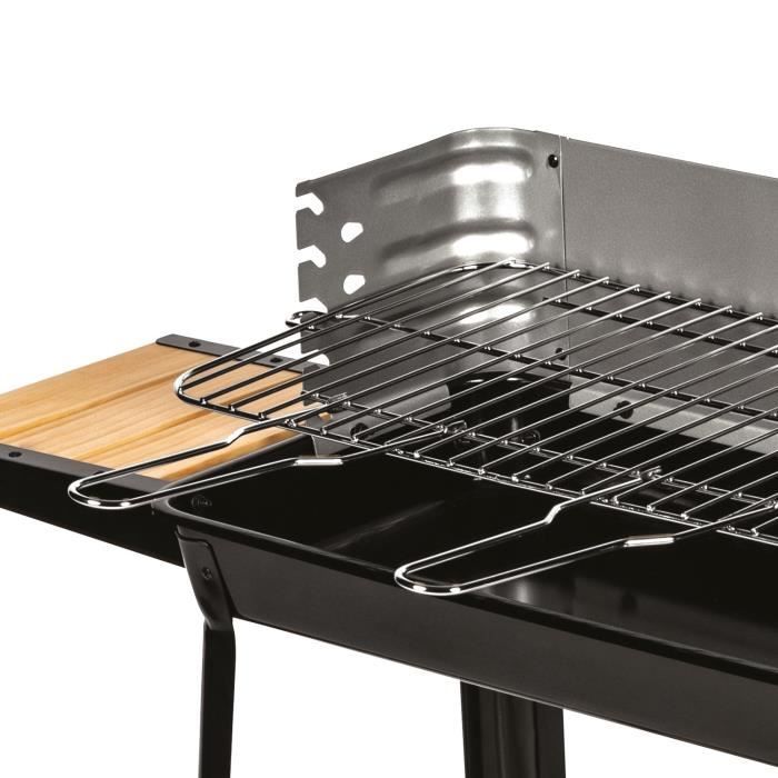 CALABRIA Houtskoolbarbecue - Verchroomd stalen grillrooster - Kookoppervlak: 49 x 28 cm - Zwart