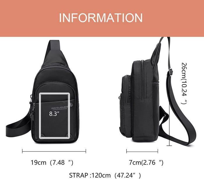 Borsa a tracolla - David Jones - Borsa a tracolla da uomo in nylon - Nera