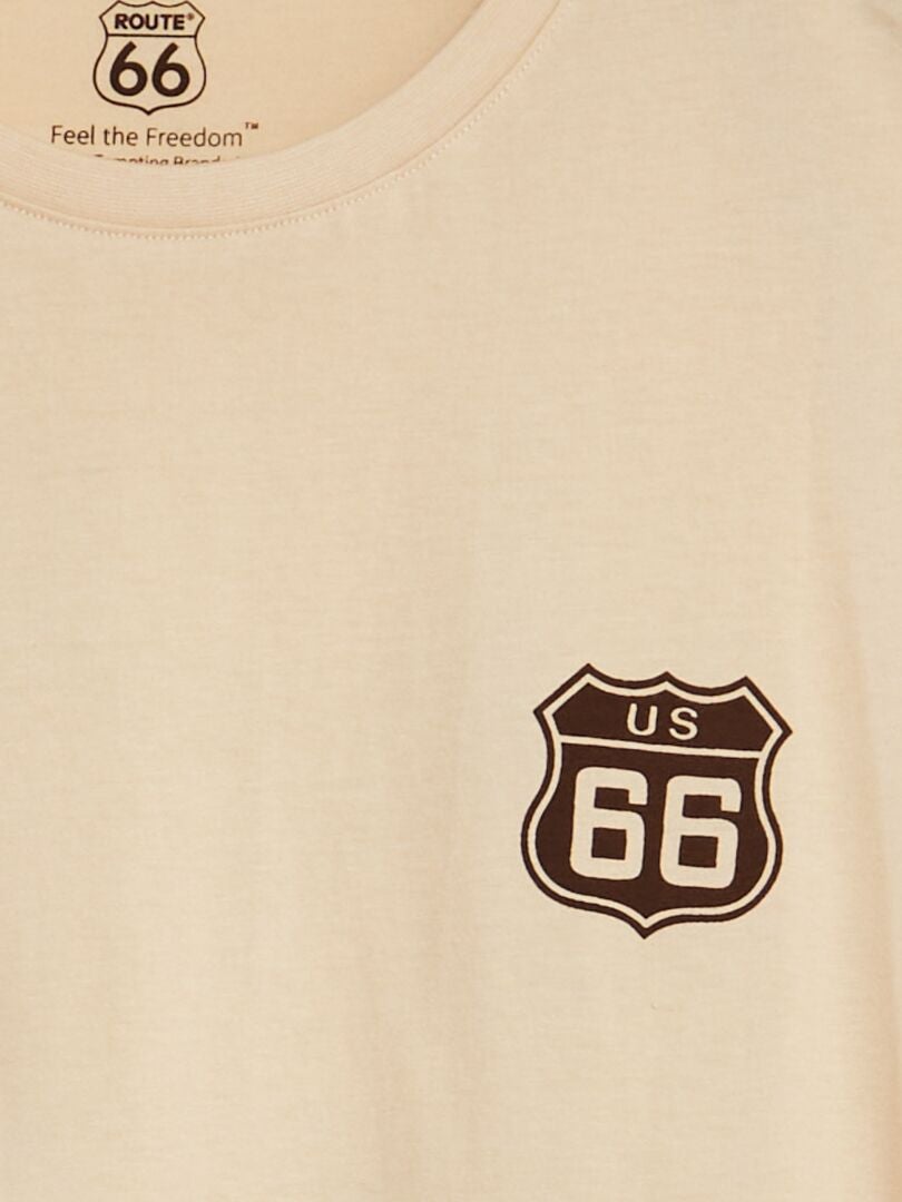 Koszulka z nadrukiem „Route 66” – beżowa