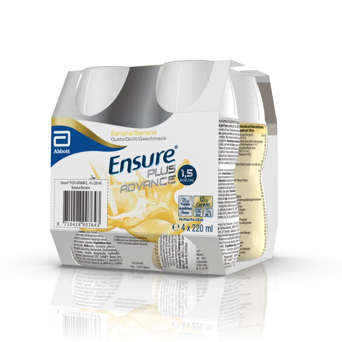 ENSURE Abbott Ensure Plus Advance Banana 4x220ml Hoogcalorisch voedingssupplement