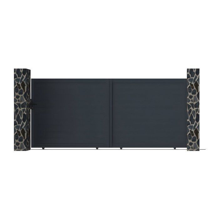 Puerta corredera de aluminio macizo, 416 cm de ancho x 180 cm de alto, color antracita - NAZARIO