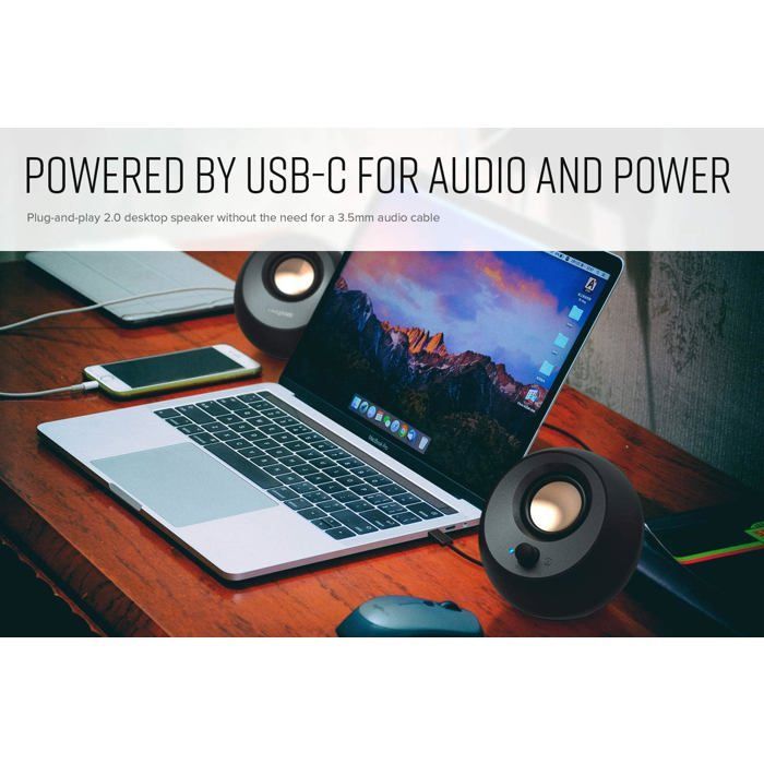 Enceintes de Bureau 2.0 - WOOPSO - Creative Pebble V3 - USB-C - Bluetooth 5.0 - 16 W