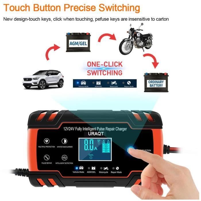 Cargador de baterías - MINGMEI - 8A 12V/24V - Inteligente - 3 etapas - Reparación automática