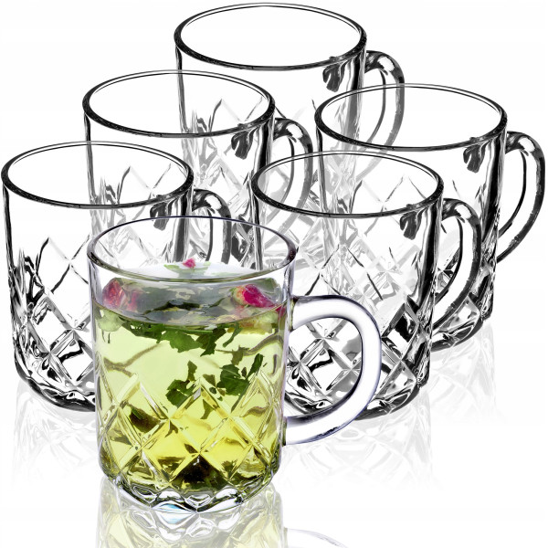 Szklanki Kubki z Uchem Do Herbaty Kawy 6szt 230 ml