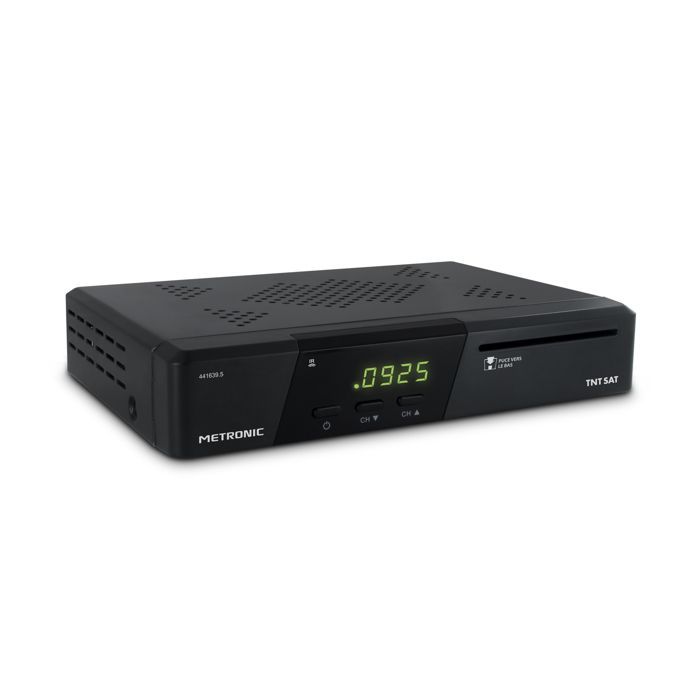 Decodificador Metronic 441639 TNTSAT para satélite HD, compatible con PVR - Televisión digital terrestre gratuita (TNT) - Antena parabólica Astra - Tarjeta TNTSAT incluida - Grabador de TV