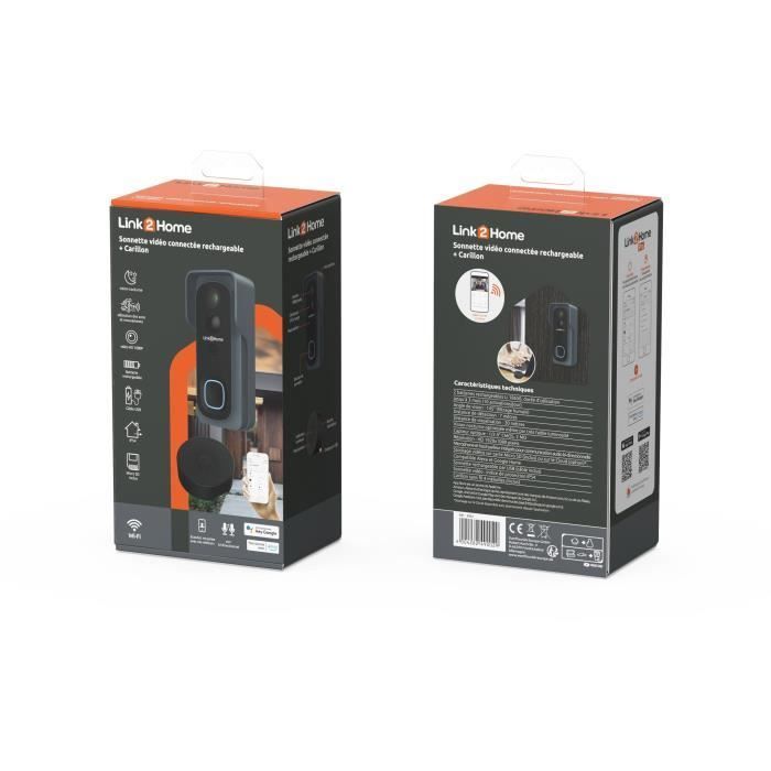 Kit de timbre inteligente LINK2HOME - Wi-Fi - Audio bidireccional - Timbre inalámbrico - Tarjeta SD de 8 GB