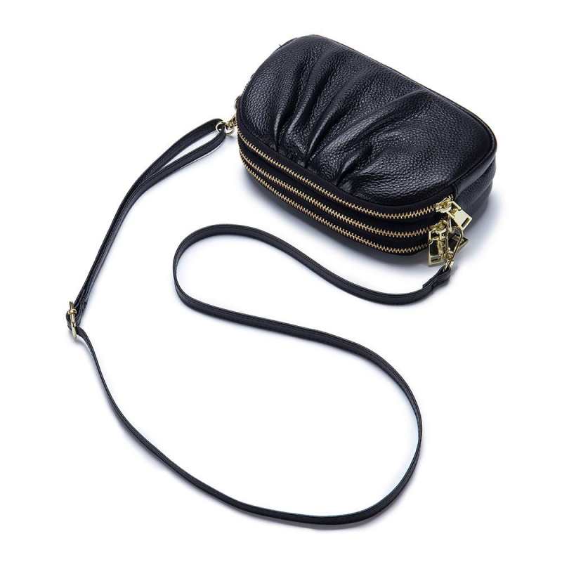 Sac bandoulière en cuir pour femme, modèle Folds Design à trois poches, sac à main de luxe en cuir.