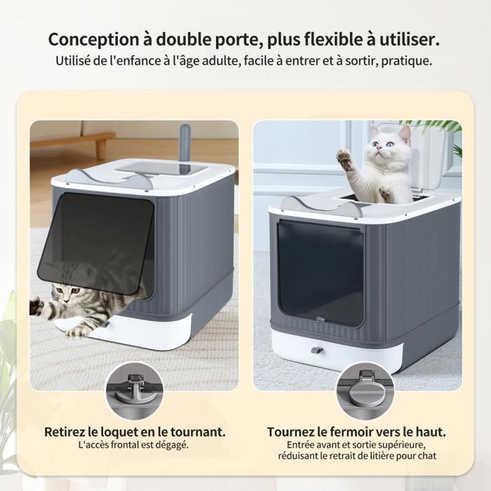 MIPAN. Arenero cerrado - Casita para gatos - Con pala - 44,5 x 36,5 x 34,5 cm - Estilo 1