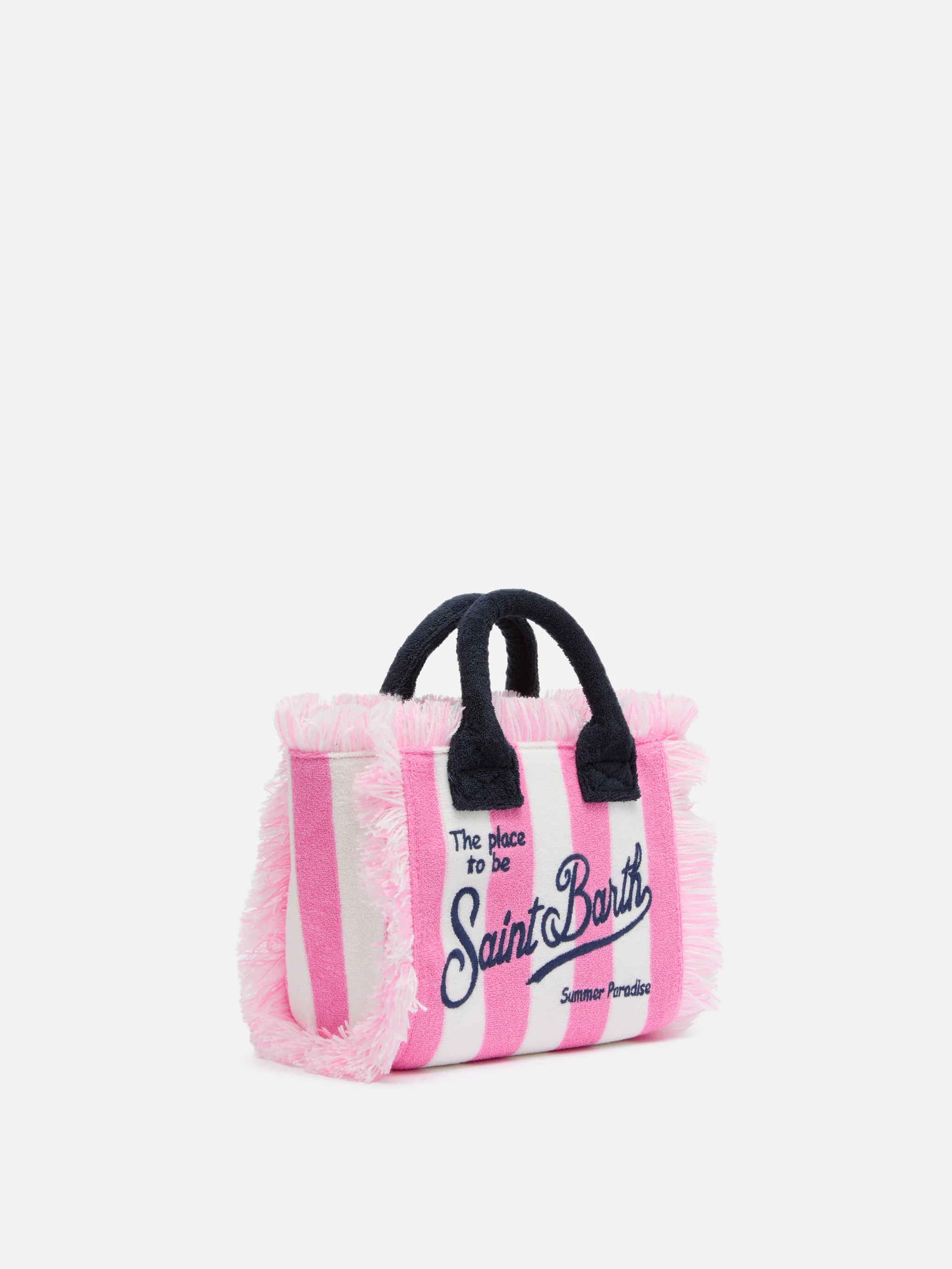 Mini toilettasje met roze streepjesprint