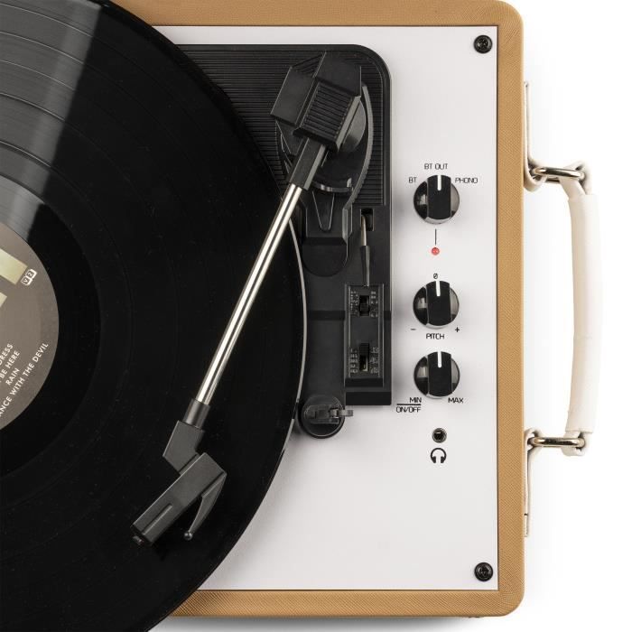 Tocadiscos - AUDIZIO - RP119 - Bluetooth de entrada y salida - Piel blanca crema - Estilo vintage