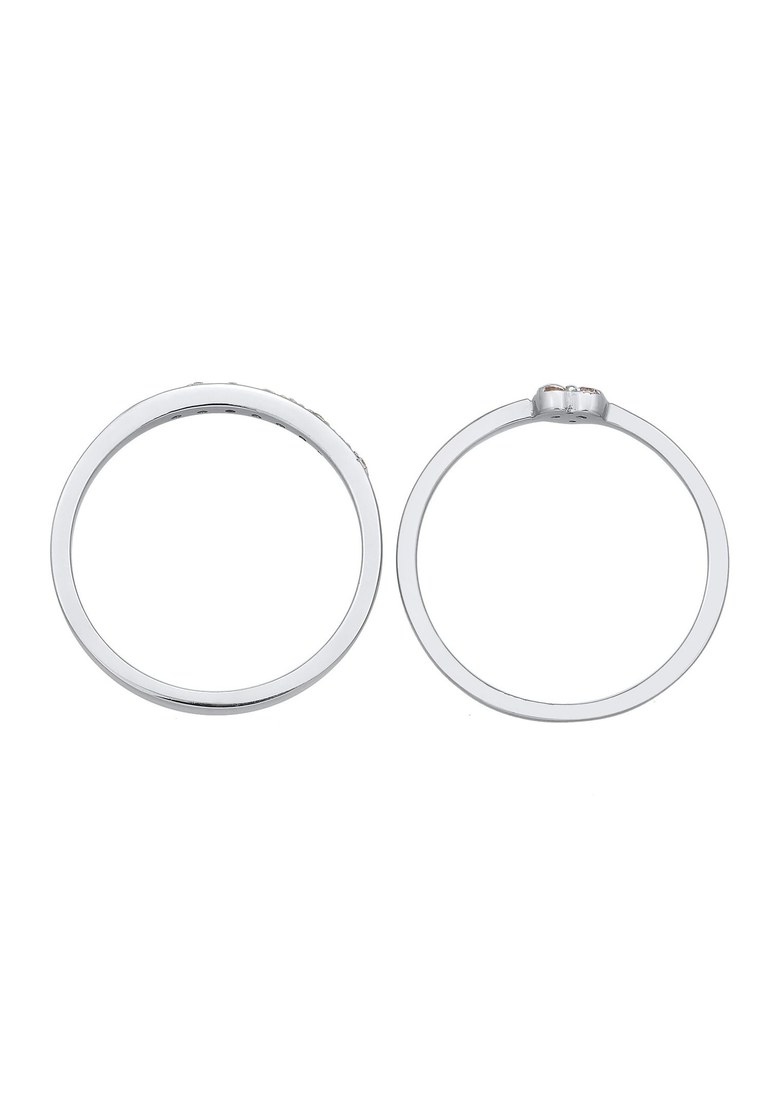 Elli Femmes Coeur Mémoire 2 pièces avec Cristaux de Zirconium en Argent Sterling 925