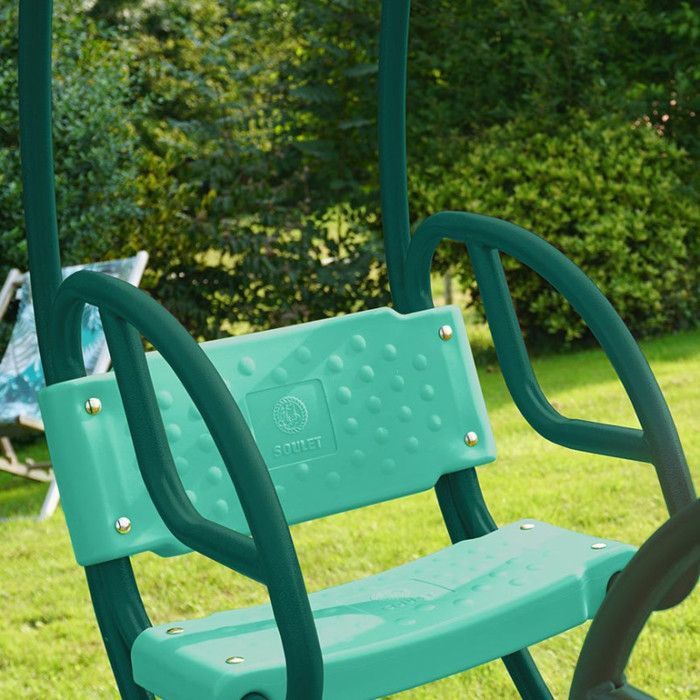 Portique en bois rond 3 agrès avec face à face, échelle et toboggan LAVANDE