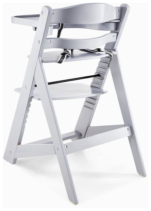Moby-System High Chair for Babies 6+ Months | 12 Adjustable Seat Positions | Detachable Tray, Cushions & 3-Point Harness - Grey