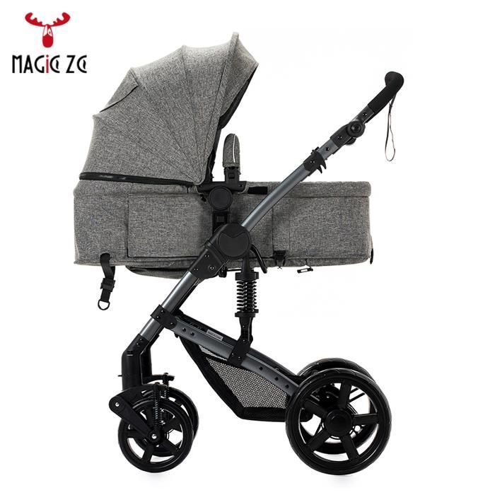 Poussette 3 en 1 Magic ZC Poussette Pousette trio 3 en 1 Pousette Hamac réversible Pare-soleil 0-3ans Max 15kg Sac à main Gris