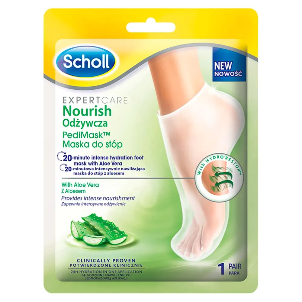 Scholl Expert Care PediMask, Nawilżająca maska do stóp z aloesem, 1 Para
