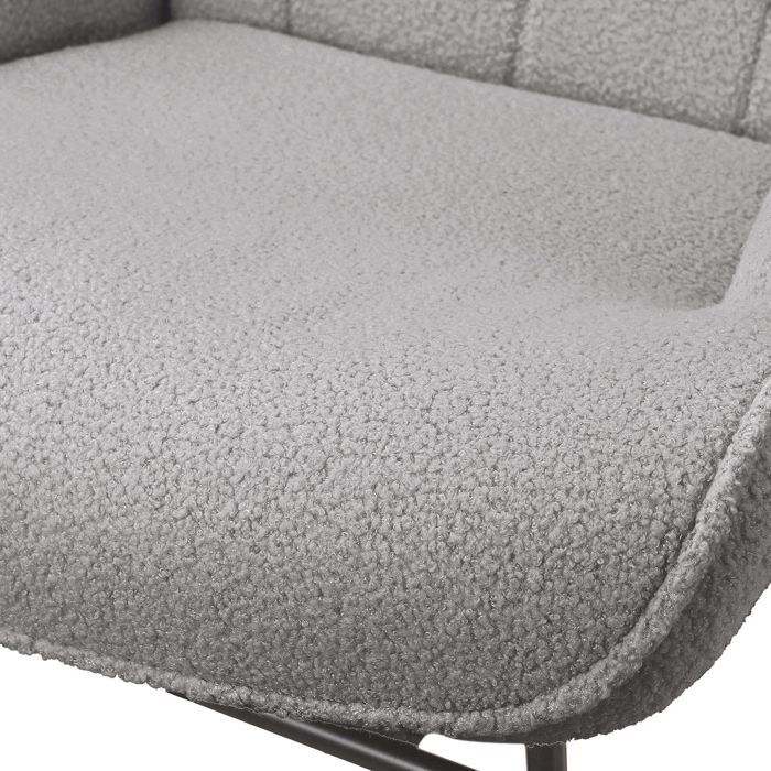 Mecedora - Forro polar - Metal y madera maciza - 68x75x92 cm - Gris claro