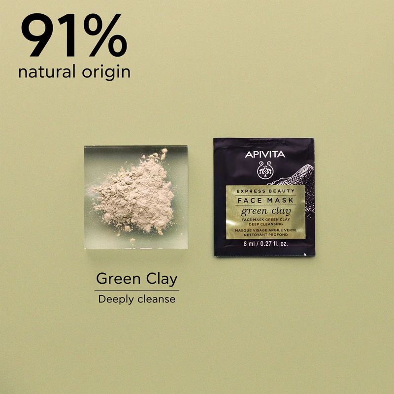 Apivita Express Beauty Cleansing Face Mask čistiaca a vyhladzujúca pleťová maska so zeleným ílom