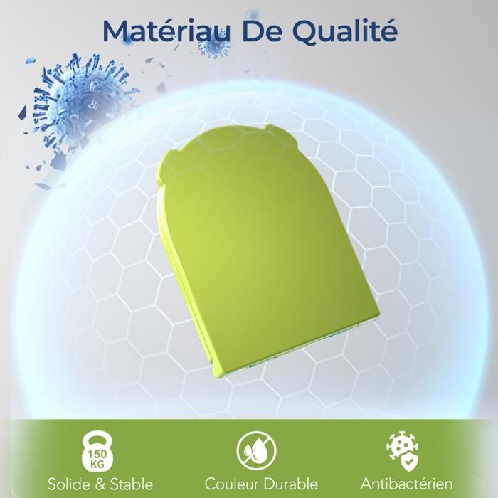 Asiento de inodoro silencioso AquaWise, resina Duroplast, taza de inodoro con cierre suave, antibacteriano, fácil de limpiar, fácil de quitar, verde.