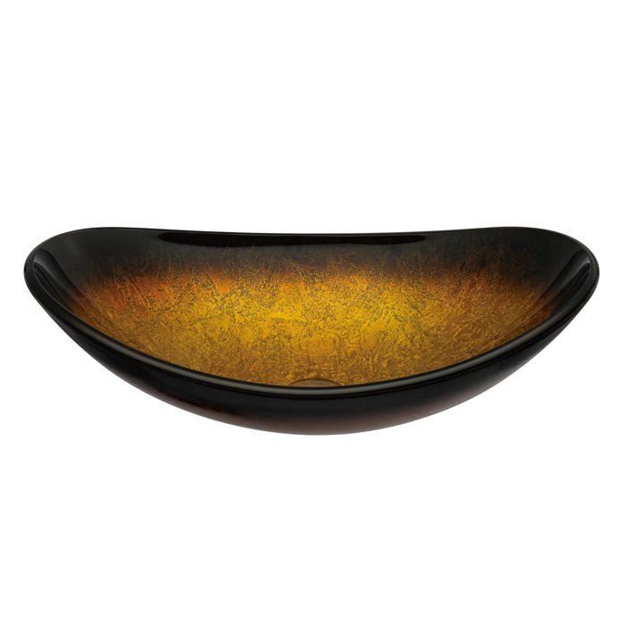Lavabo de encimera doporro, lavabo de cristal dorado, lavabo ovalado para baño, lavabo pequeño para inodoro, 53,5 x 35,5 x 16 cm, Minerva08