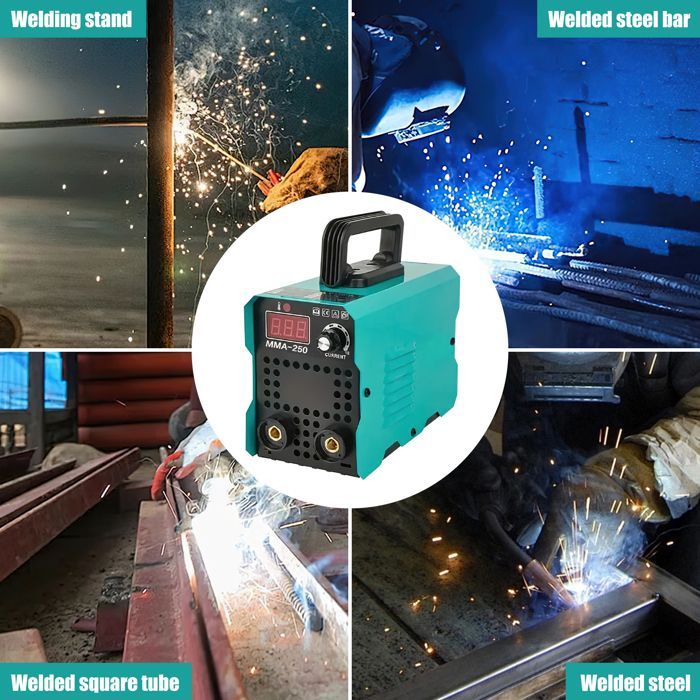 Saldatrice inverter da 250 A - 220 V - Portatile e compatta - Tecnologia IGBT - Display digitale a LED - per acciaio, acciaio inossidabile e ghisa - 3 kg