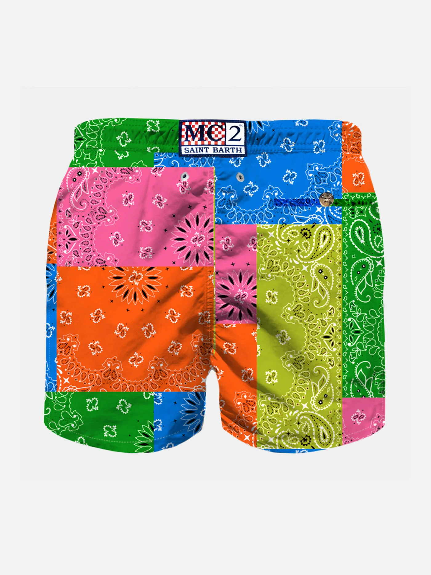 Maillot de bain garçon avec imprimé bandana fluo multicolore