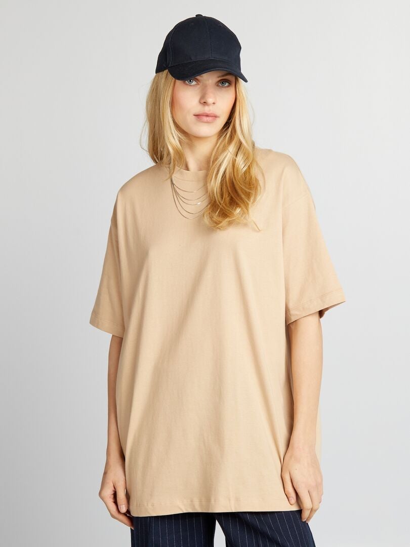 Camiseta básica extragrande - BEIGE