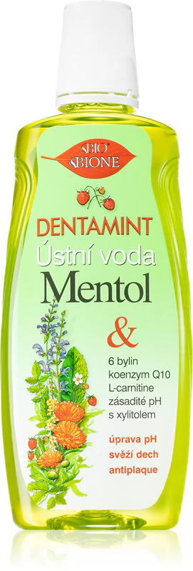 Enxaguante bucal com mentol Dentamint da Bione Cosmetics