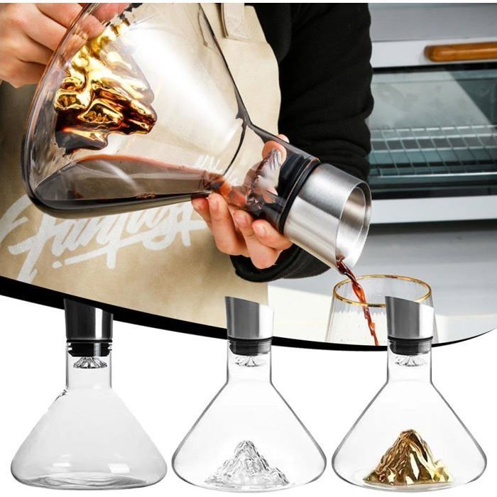 Decantador de vino, decantador de vino de cristal con filtro, regalo para hombres, papá, novio