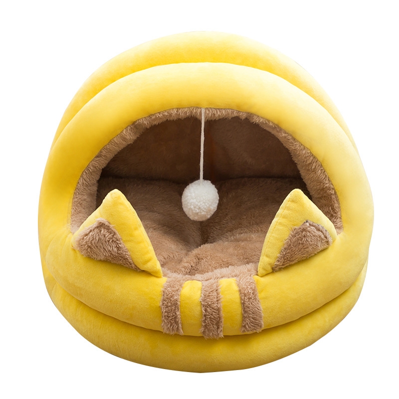 Semi Enclosed Cat Bed Kitten Lounger Cat House Tent Washable Cave Soft Pet Sleeping  Bed Cozy House Pet supplies