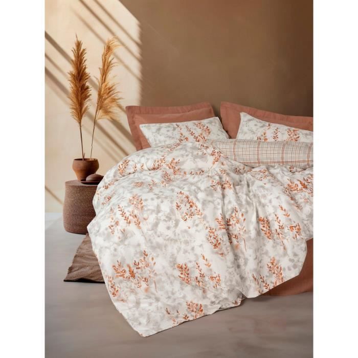 Set di biancheria da letto - 1 copripiumino 220 x 240 cm + 2 federe 60 x 60 cm - 100% cotone rinforzato - Cannella