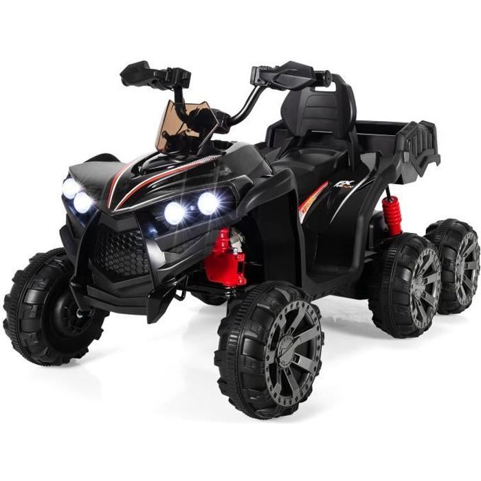 Quad eléctrico DREAMADE de 12 V para niños con luces LED, música, 6 ruedas antideslizantes, capacidad de carga de 30 kg - Negro