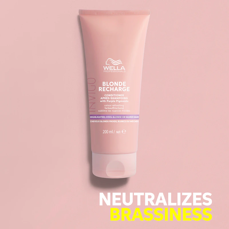 Fialový kondicionér Wella Professionals Invigo Blonde Recharge neutralizuje žlté tóny