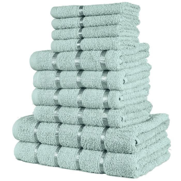 Serviette - A2Z - Duck Egg - 100% Coton - 500 GSM - Ensemble de 10 pièces