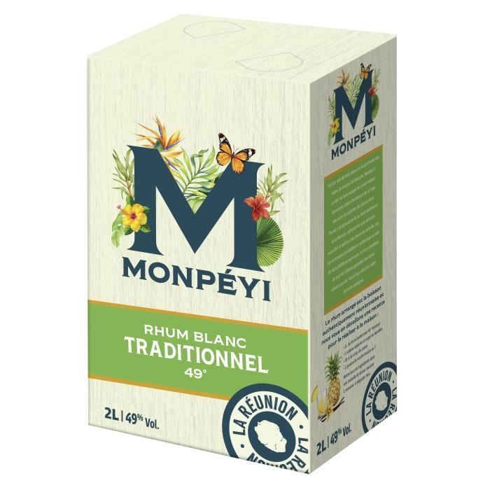 Monpéyi - Ron blanco tradicional - 49,0% vol. - Bag-in-Box de 2 litros