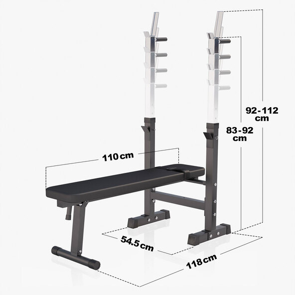 Vektbenk med vektstangsett, 100 kg, svart