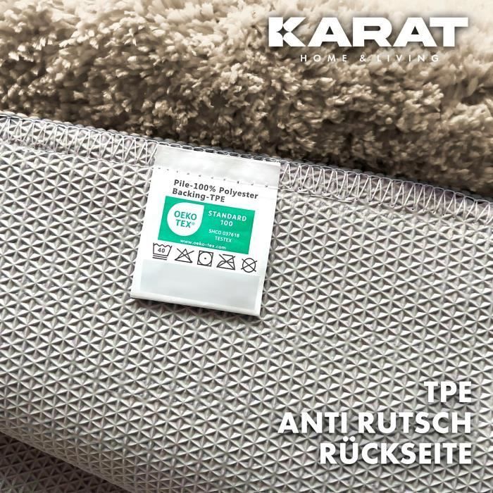 Alfombrilla de baño rectangular Atlantis con base antideslizante, color beige, 60 x 100 cm