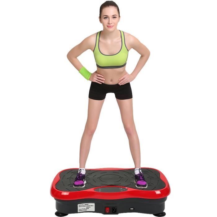 Fitness vibratieplaat - YIS - 200W vermogen - Bluetooth, USB, afstandsbediening - Rood/Zwart