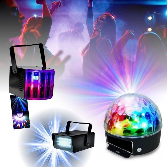 Pack Lumière Ibiza DJLIGHT60 - 7 Jeux de Lumière Projecteurs - Moonflower - Astro - Pied Support - Soirée - DJ Mobile