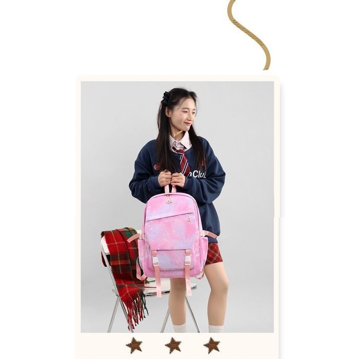 Ensemble de Sac à Dos Scolaire pour Enfants, 2 pièces Sacs à Dos  pour + Boîte à Lunch ,Rose